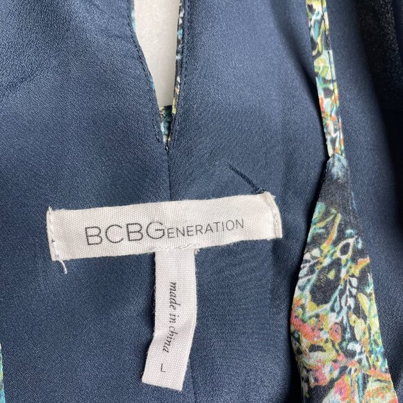 BCBGeneration Womens Multicolor Lightweight Floral Mint Tea A-Line Dress Size L - Picture 12 of 14